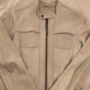 Gap Cropped Cream Leather Jacket